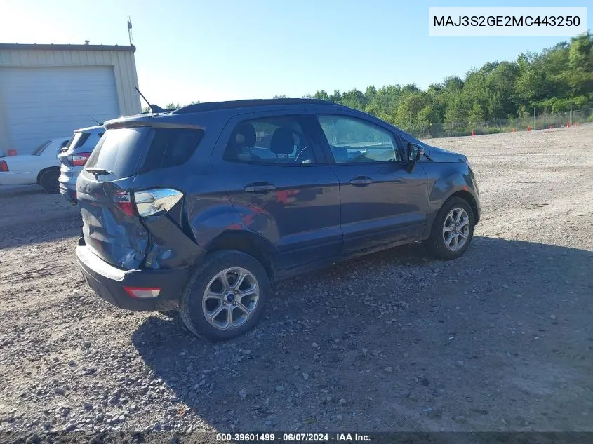 MAJ3S2GE2MC443250 2021 Ford Ecosport Se