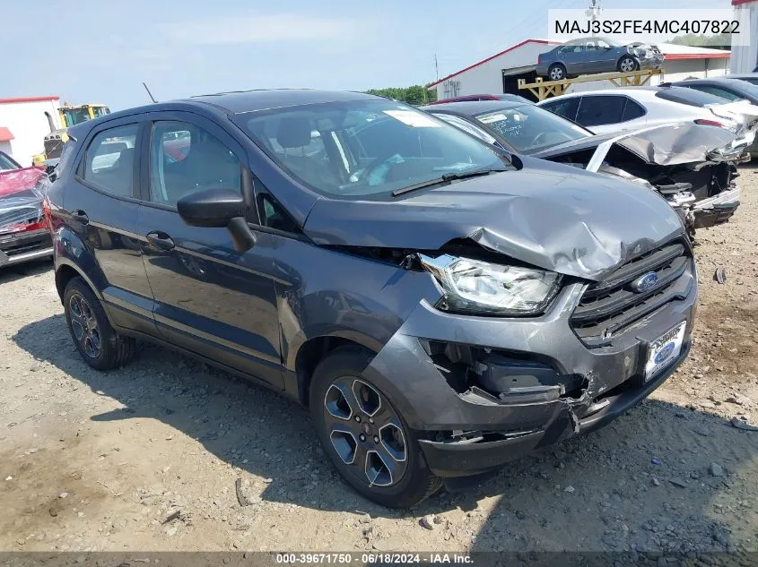 MAJ3S2FE4MC407822 2021 Ford Ecosport S