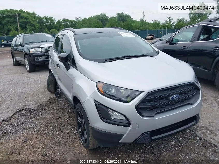 2021 Ford Ecosport Ses VIN: MAJ6S3JL4MC400474 Lot: 39733440