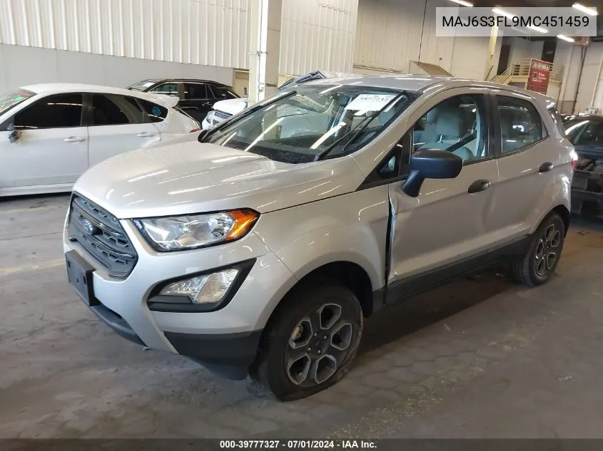 MAJ6S3FL9MC451459 2021 Ford Ecosport S