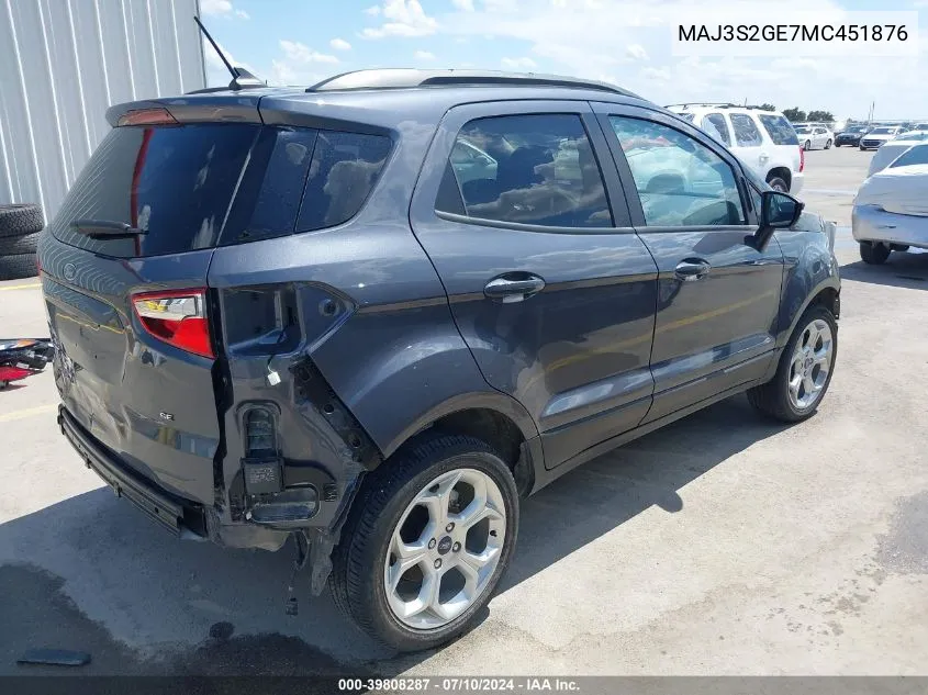 MAJ3S2GE7MC451876 2021 Ford Ecosport Se