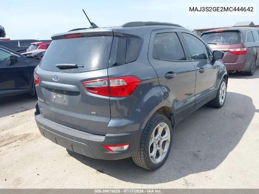 2021 Ford Ecosport Se VIN: MAJ3S2GE2MC444642 Lot: 39878825