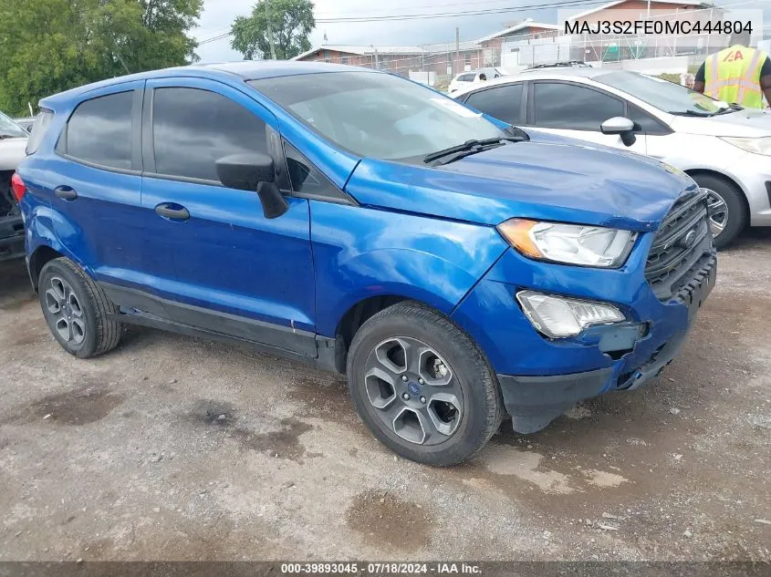 2021 Ford Ecosport S VIN: MAJ3S2FE0MC444804 Lot: 39893045