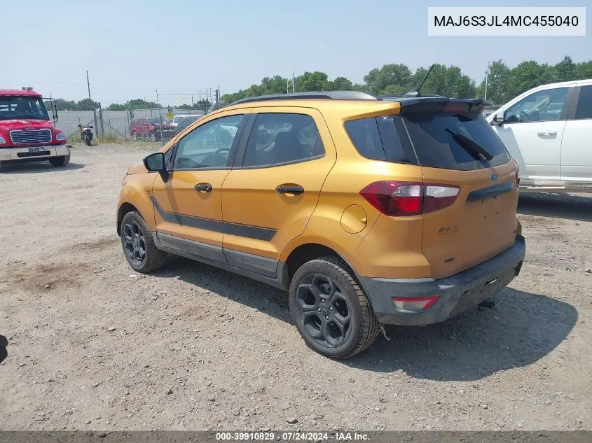 2021 Ford Ecosport Ses VIN: MAJ6S3JL4MC455040 Lot: 39910829