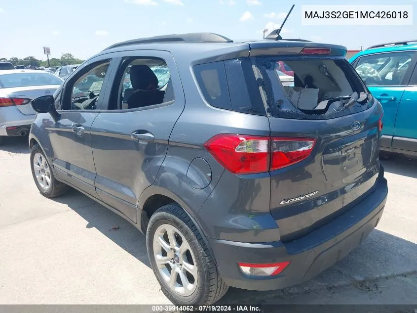 2021 Ford Ecosport Se VIN: MAJ3S2GE1MC426018 Lot: 39914062