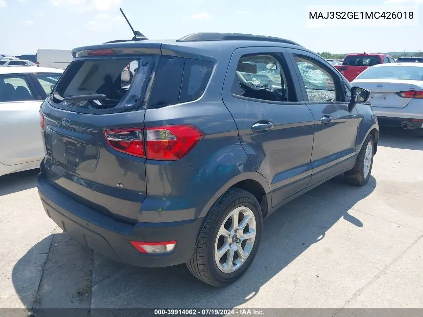 2021 Ford Ecosport Se VIN: MAJ3S2GE1MC426018 Lot: 39914062