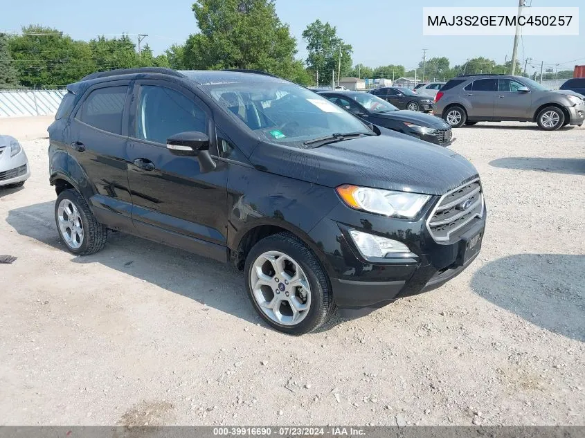 2021 Ford Ecosport Se VIN: MAJ3S2GE7MC450257 Lot: 39916690