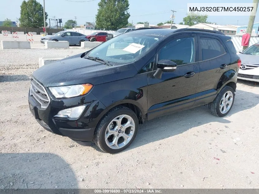 2021 Ford Ecosport Se VIN: MAJ3S2GE7MC450257 Lot: 39916690