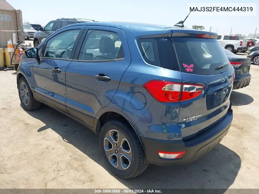 2021 Ford Ecosport S VIN: MAJ3S2FE4MC444319 Lot: 39983888