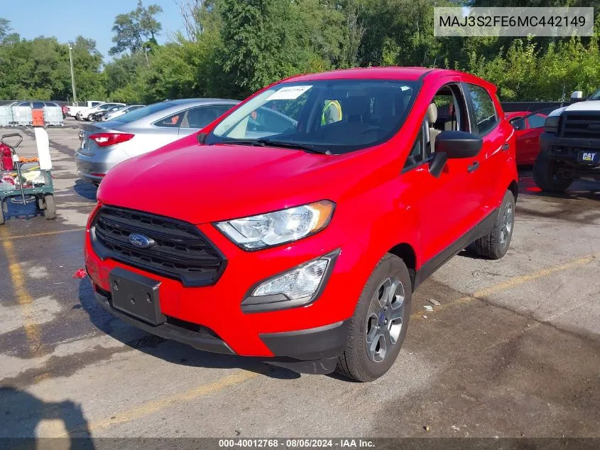 2021 Ford Ecosport S VIN: MAJ3S2FE6MC442149 Lot: 40012768