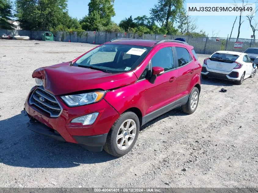 2021 Ford Ecosport Se VIN: MAJ3S2GE9MC409449 Lot: 40041401