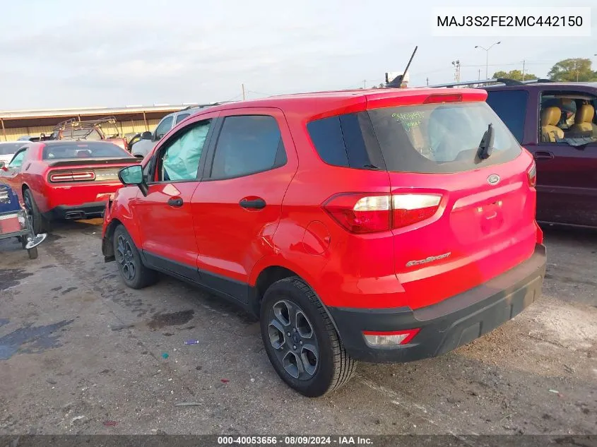 MAJ3S2FE2MC442150 2021 Ford Ecosport S