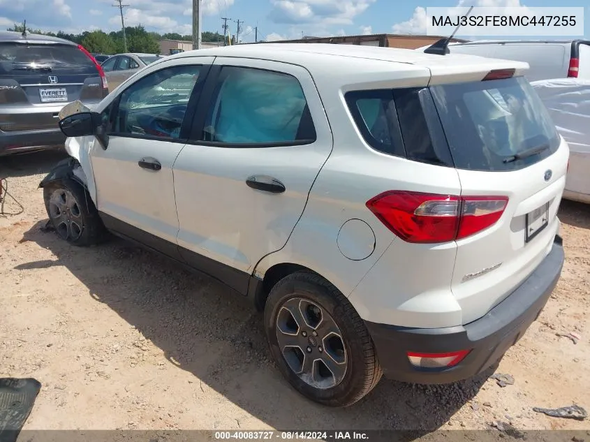 2021 Ford Ecosport S VIN: MAJ3S2FE8MC447255 Lot: 40083727