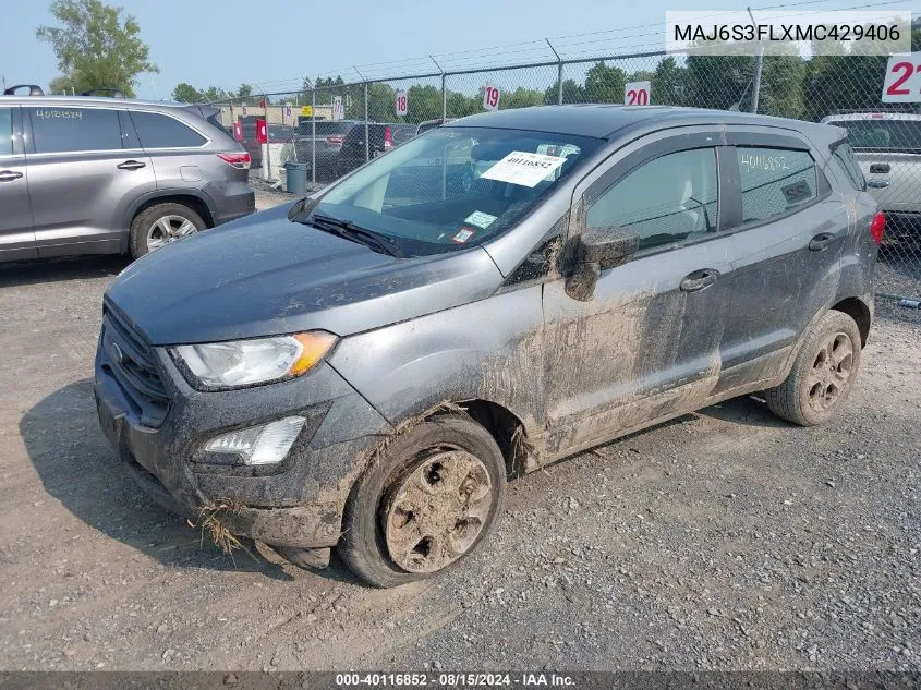 2021 Ford Ecosport S VIN: MAJ6S3FLXMC429406 Lot: 40116852