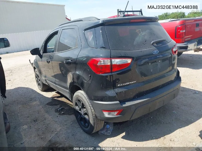 2021 Ford Ecosport Se VIN: MAJ3S2GE1MC448388 Lot: 40131597