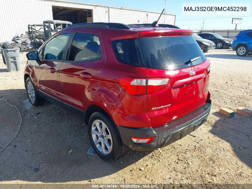 2021 Ford Ecosport Se VIN: MAJ3S2GE9MC452298 Lot: 40136764