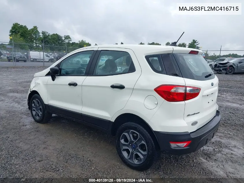 MAJ6S3FL2MC416715 2021 Ford Ecosport S