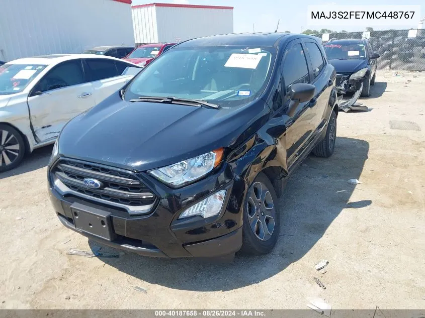 2021 Ford Ecosport S VIN: MAJ3S2FE7MC448767 Lot: 40187658