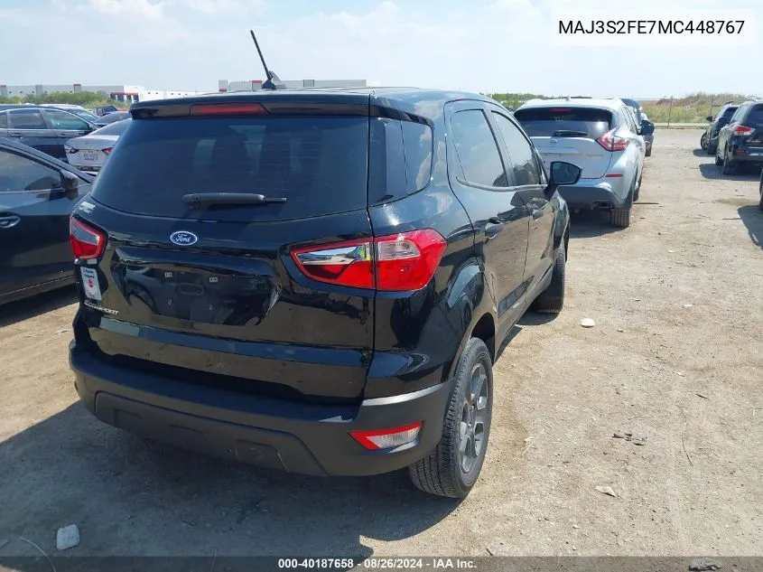 2021 Ford Ecosport S VIN: MAJ3S2FE7MC448767 Lot: 40187658