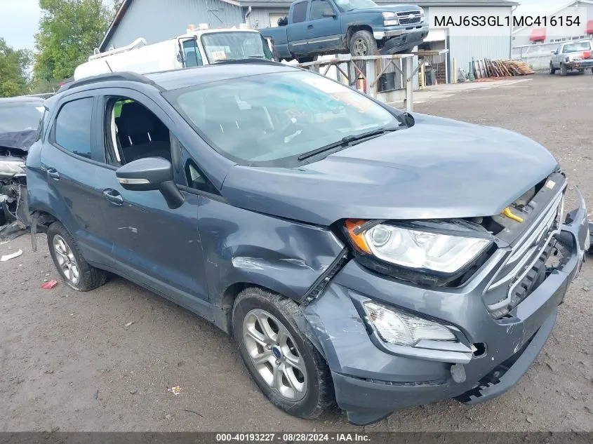 2021 Ford Ecosport Se VIN: MAJ6S3GL1MC416154 Lot: 40193227