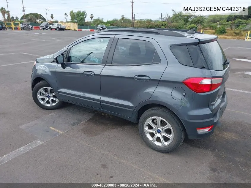 MAJ3S2GE5MC442318 2021 Ford Ecosport Se