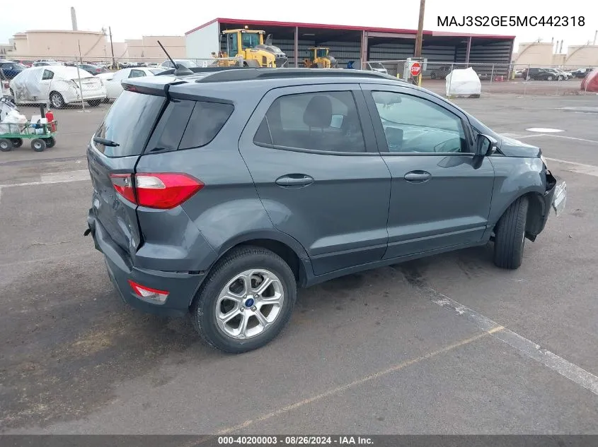 MAJ3S2GE5MC442318 2021 Ford Ecosport Se