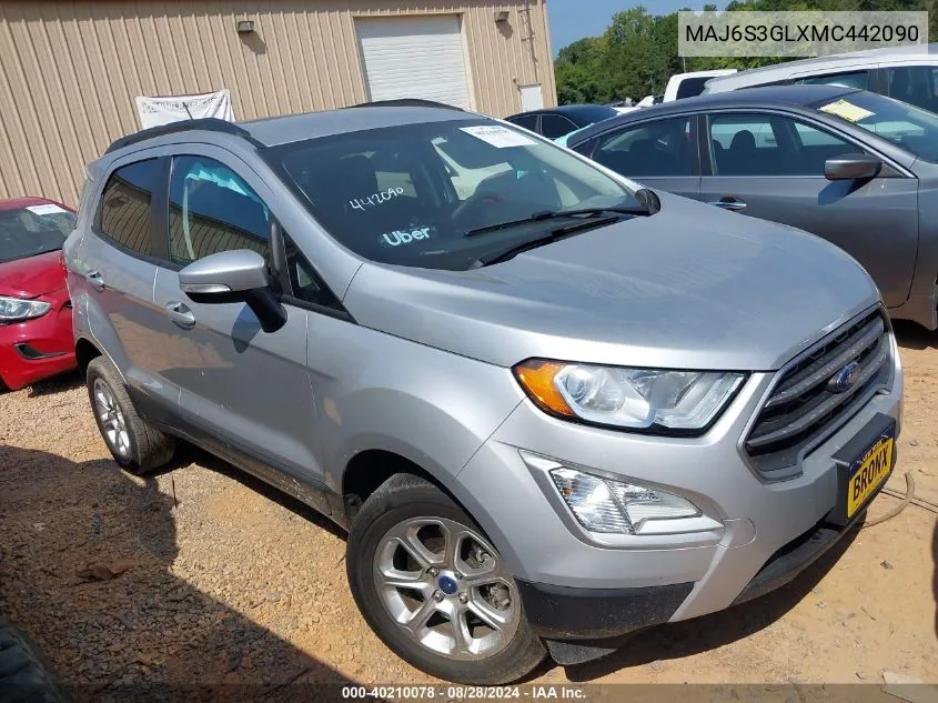 2021 Ford Ecosport Se VIN: MAJ6S3GLXMC442090 Lot: 40210078