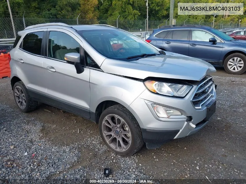 2021 Ford Ecosport Titanium VIN: MAJ6S3KL8MC403103 Lot: 40230269