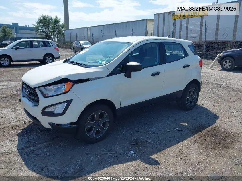 2021 Ford Ecosport S VIN: MAJ3S2FE4MC399026 Lot: 40230401