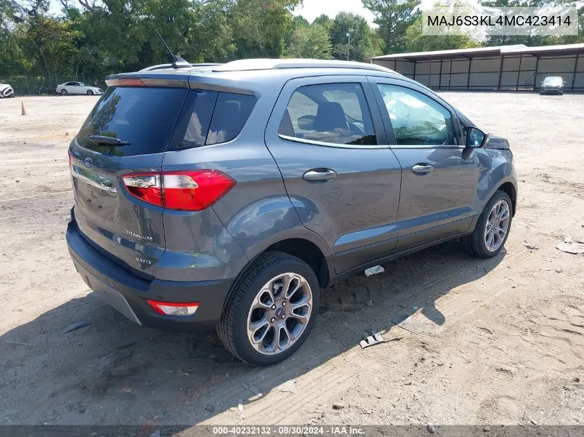 2021 Ford Ecosport Titanium VIN: MAJ6S3KL4MC423414 Lot: 40232132