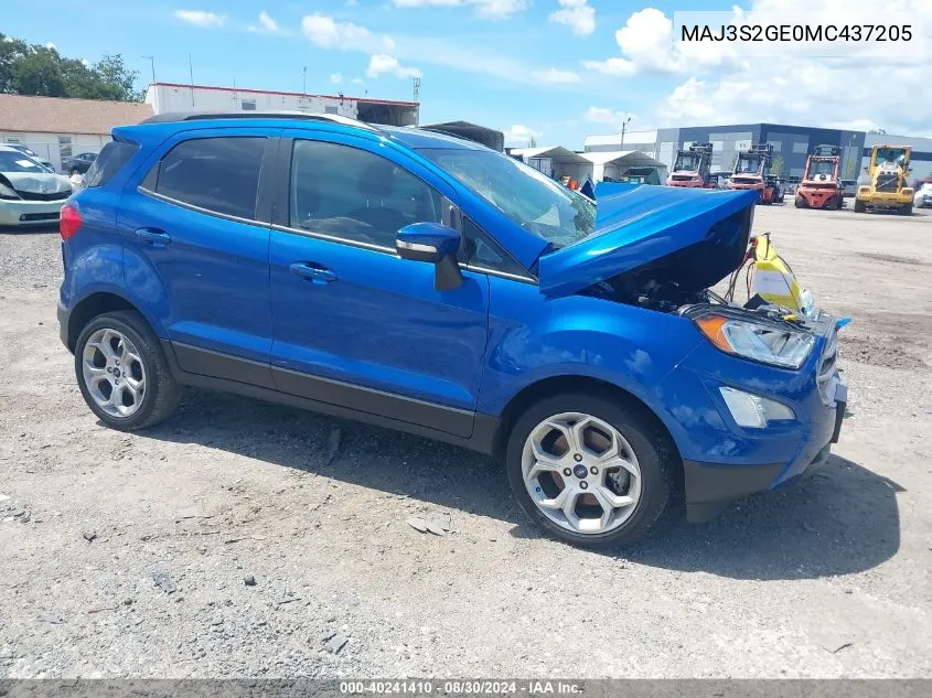 MAJ3S2GE0MC437205 2021 Ford Ecosport Se