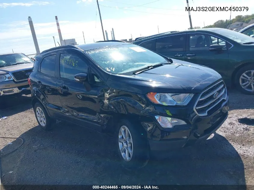 2021 Ford Ecosport Se VIN: MAJ3S2GEXMC450379 Lot: 40244465