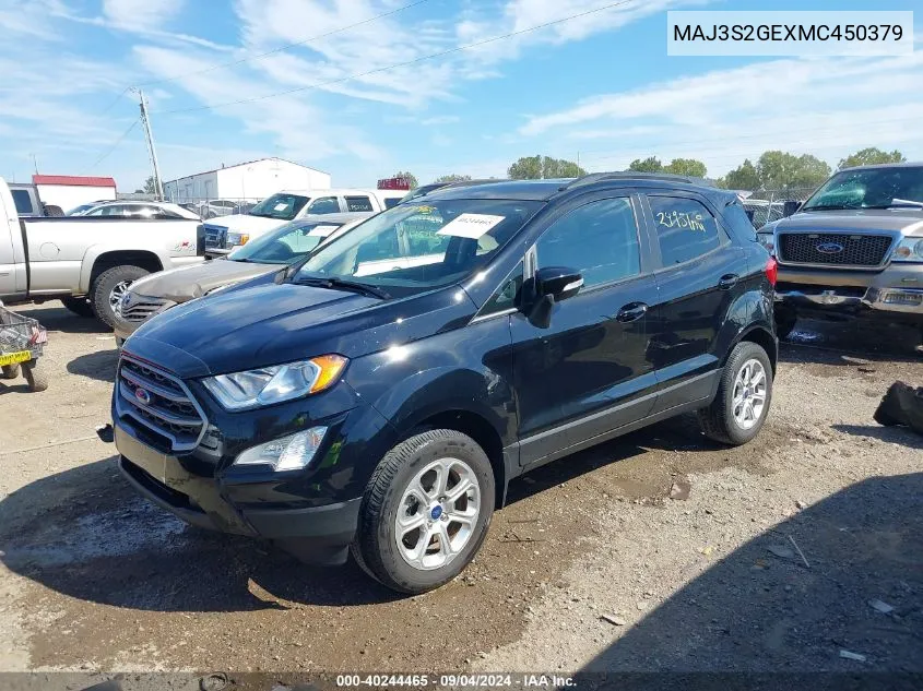 2021 Ford Ecosport Se VIN: MAJ3S2GEXMC450379 Lot: 40244465