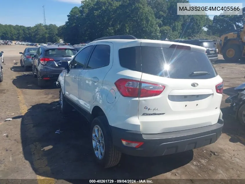 2021 Ford Ecosport Se VIN: MAJ3S2GE4MC405566 Lot: 40261729