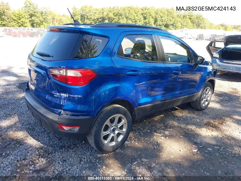 2021 Ford Ecosport Se VIN: MAJ3S2GE5MC424143 Lot: 40313353