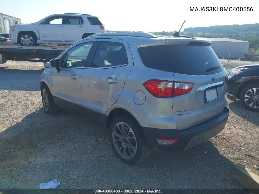 2021 Ford Ecosport Titanium VIN: MAJ6S3KL8MC400556 Lot: 40356433