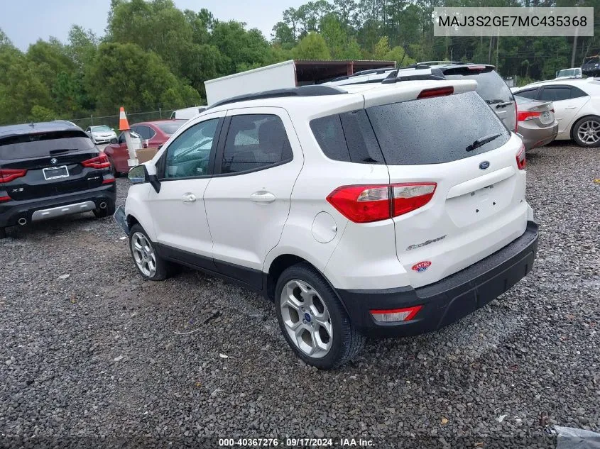 2021 Ford Ecosport Se VIN: MAJ3S2GE7MC435368 Lot: 40367276