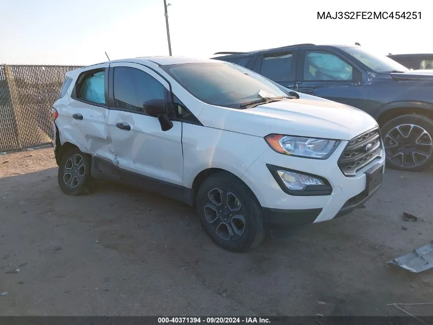 2021 Ford Ecosport S VIN: MAJ3S2FE2MC454251 Lot: 40371394