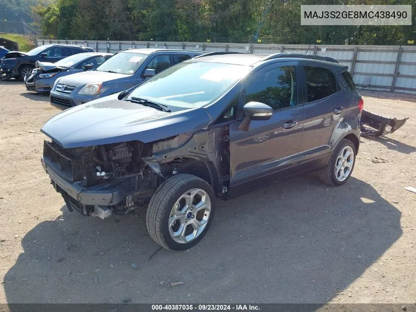 2021 Ford Ecosport Se VIN: MAJ3S2GE8MC438490 Lot: 40387035