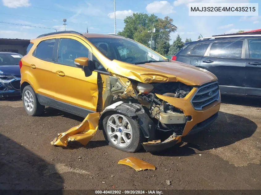 2021 Ford Ecosport Se VIN: MAJ3S2GE4MC435215 Lot: 40402902