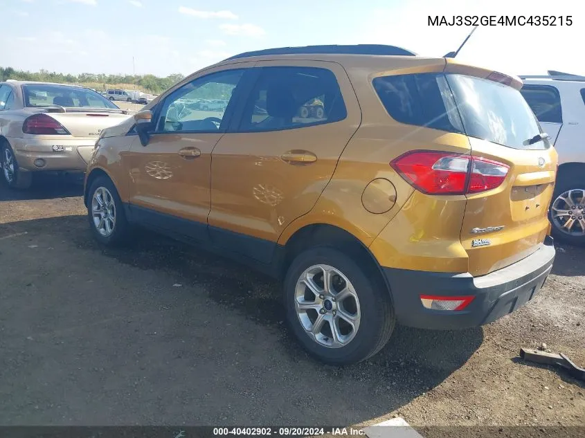 MAJ3S2GE4MC435215 2021 Ford Ecosport Se