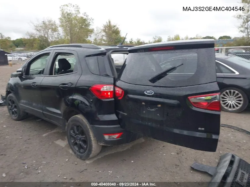 2021 Ford Ecosport Se VIN: MAJ3S2GE4MC404546 Lot: 40408040