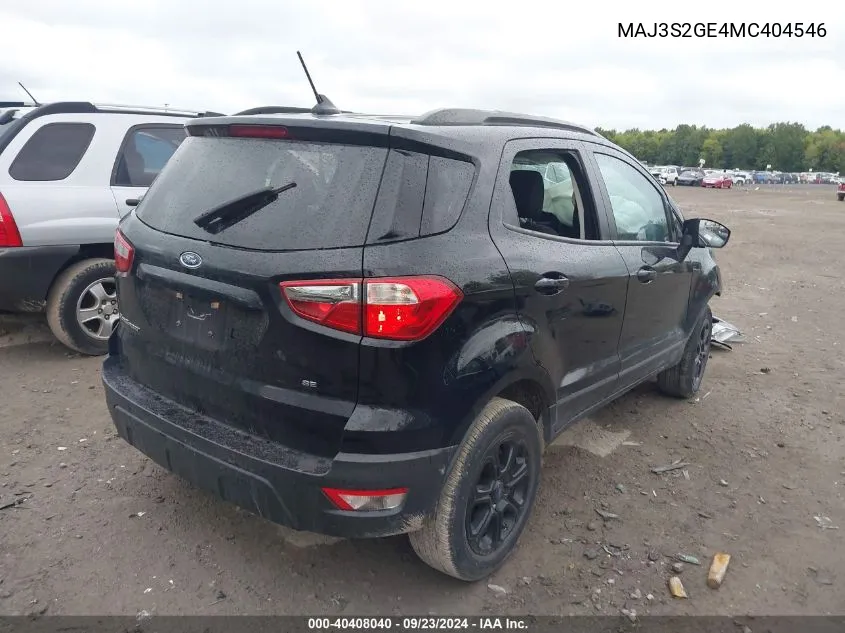 2021 Ford Ecosport Se VIN: MAJ3S2GE4MC404546 Lot: 40408040