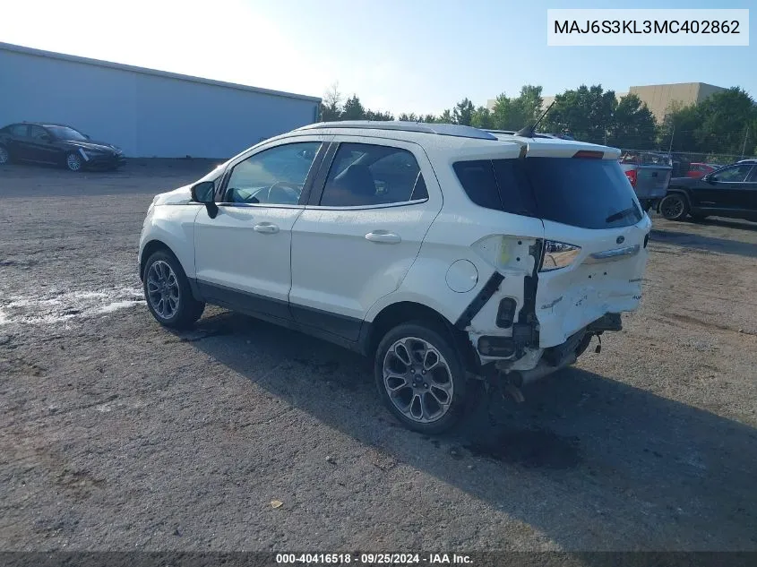 2021 Ford Ecosport Titanium VIN: MAJ6S3KL3MC402862 Lot: 40416518