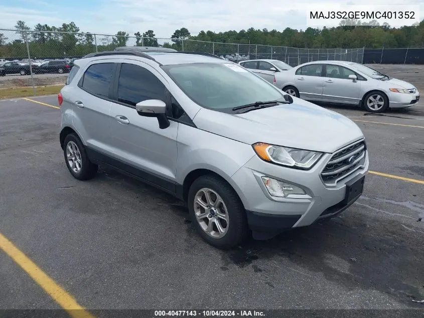 2021 Ford Ecosport Se VIN: MAJ3S2GE9MC401352 Lot: 40477143