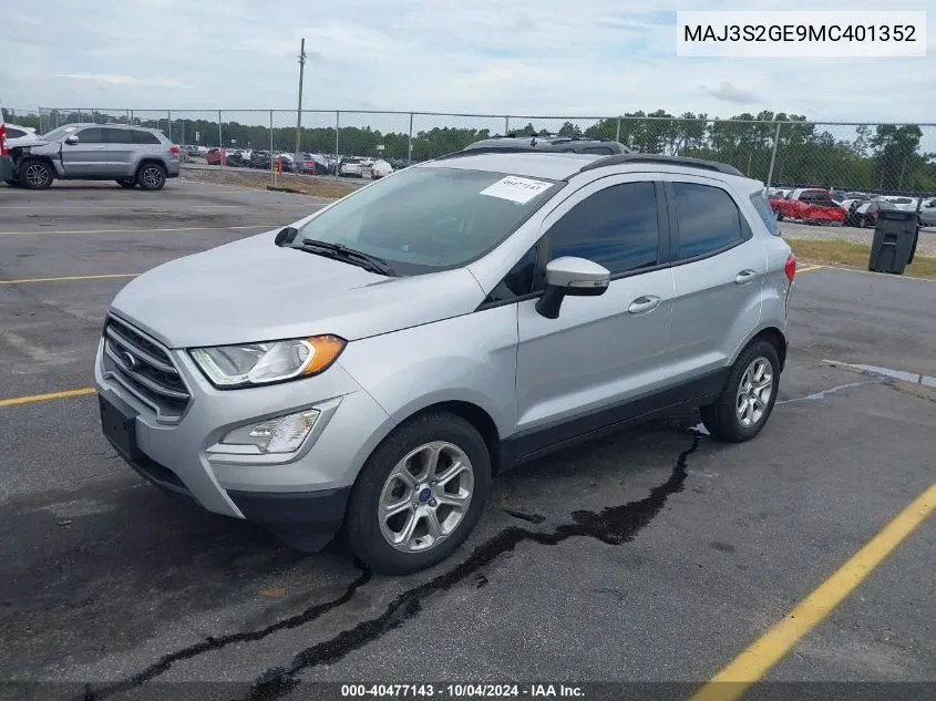 2021 Ford Ecosport Se VIN: MAJ3S2GE9MC401352 Lot: 40477143