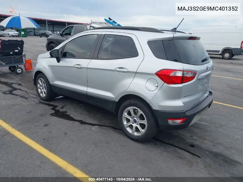 2021 Ford Ecosport Se VIN: MAJ3S2GE9MC401352 Lot: 40477143