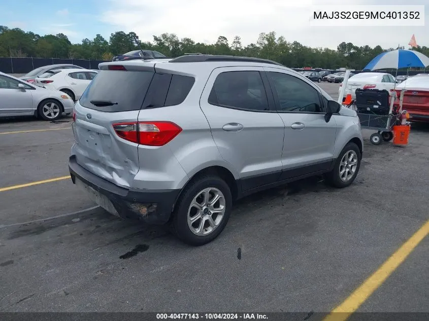 2021 Ford Ecosport Se VIN: MAJ3S2GE9MC401352 Lot: 40477143