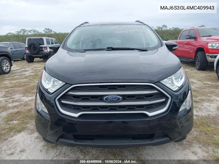 2021 Ford Ecosport Se VIN: MAJ6S3GL4MC409943 Lot: 40499906