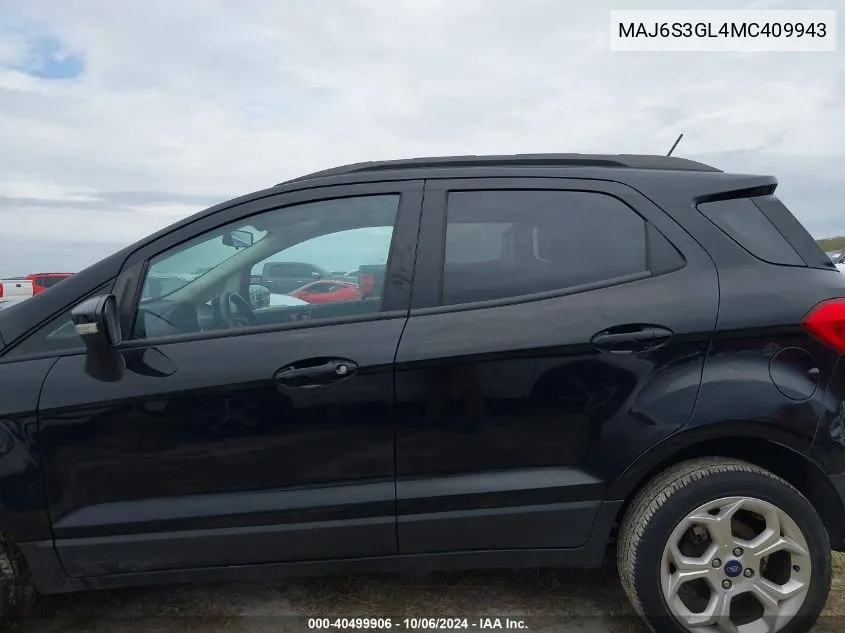 2021 Ford Ecosport Se VIN: MAJ6S3GL4MC409943 Lot: 40499906